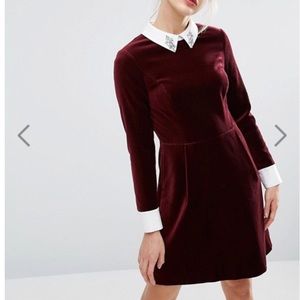 009 ted baker velvet embellished collar dress